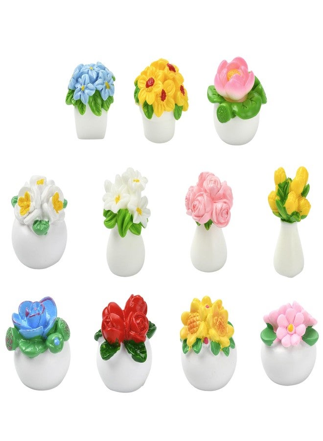 Ipotkitt 22 pcs 11 Styles Resin Mini Flower Ornaments Rose Sunflower Lily Miniature Figurines Micro Landscape Accessories for Party Home Garden Office Desk Decor - Image 1