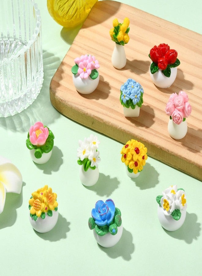 Ipotkitt 22 pcs 11 Styles Resin Mini Flower Ornaments Rose Sunflower Lily Miniature Figurines Micro Landscape Accessories for Party Home Garden Office Desk Decor - Image 5