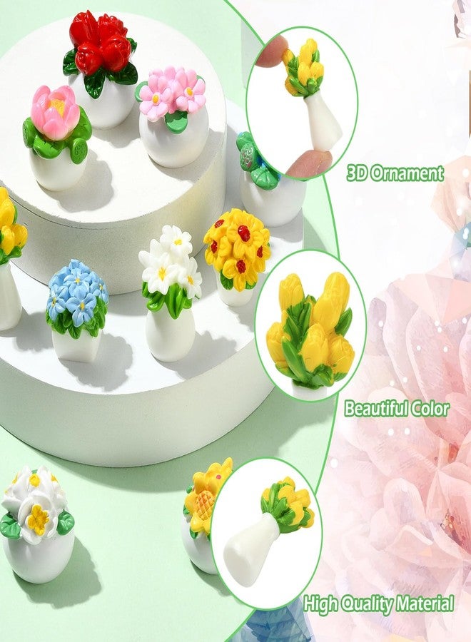 Ipotkitt 22 pcs 11 Styles Resin Mini Flower Ornaments Rose Sunflower Lily Miniature Figurines Micro Landscape Accessories for Party Home Garden Office Desk Decor - Image 3