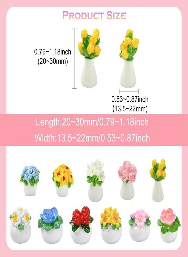 Ipotkitt 22 pcs 11 Styles Resin Mini Flower Ornaments Rose Sunflower Lily Miniature Figurines Micro Landscape Accessories for Party Home Garden Office Desk Decor - Image 2