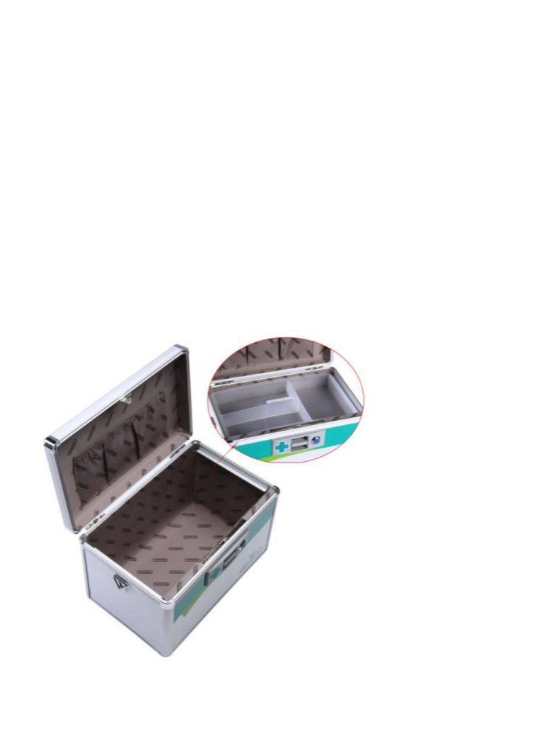 Generic Lockable First Aid Box/Medicine Storage Box with Portable Handle Small Silver  - Image 3