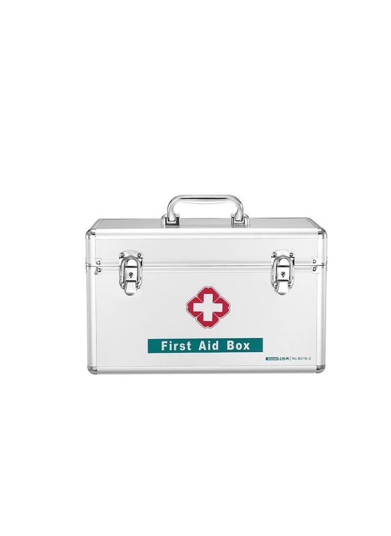 Generic Lockable First Aid Box/Medicine Storage Box with Portable Handle Small Silver  - Image 2