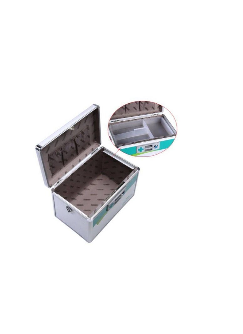 Generic Lockable First Aid Box/Medicine Storage Box with Portable Handle Small Silver  - Image 5