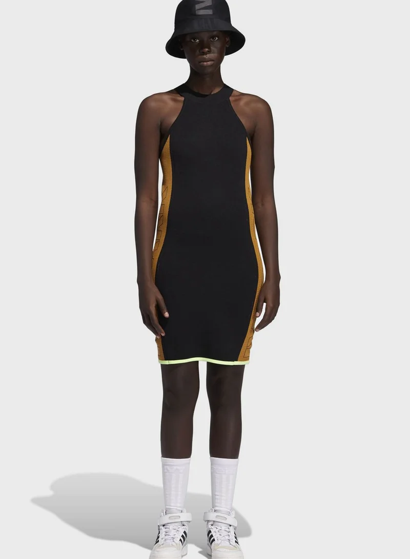 ivy park knit dress adidas x IVY PARK Black and Brown Knit Logo Dress adidas x IVY PARK