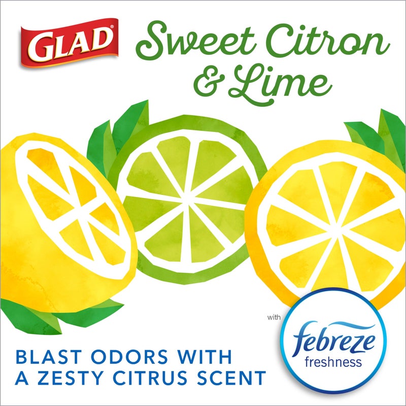 Glad Small Kitchen Drawstring Trash Bags, 4 Gallon, Febreze Sweet Citron & Lime, 34 Count - Image 3
