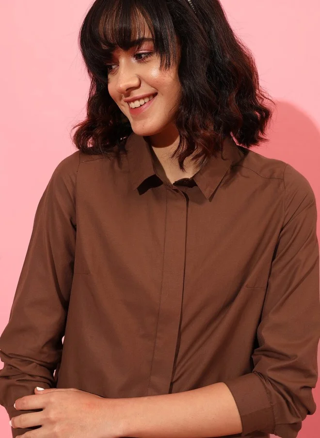 STREET 9 Casual Mocha Mousse Shirt for Women