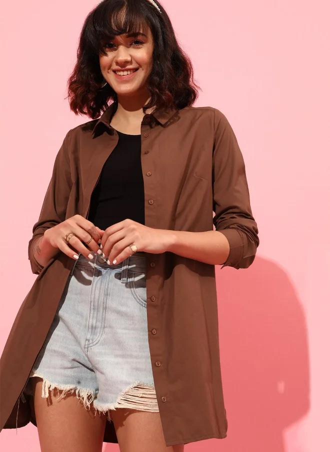 STREET 9 Casual Mocha Mousse Shirt for Women