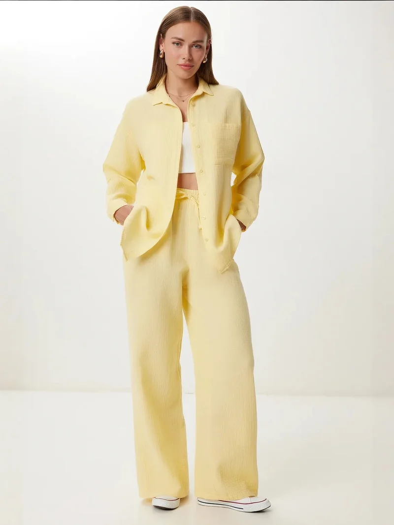 السعادة في إسطنبول ISTANBUL High Waist Wide Leg Two-Piece Co-ord Set with Shirt Collar