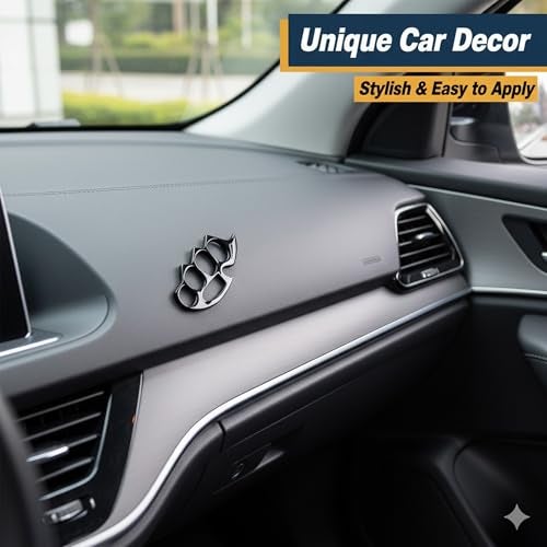 Pivdo Knuckle Wall & Car Decal Sticker | 3D Metal Design for Home Wall Decoration, Car Door, Bike & Laptop | Self Adhesive, Rustproof, Durable (12.5 x 5.5 cm) (Silver) - Image 3
