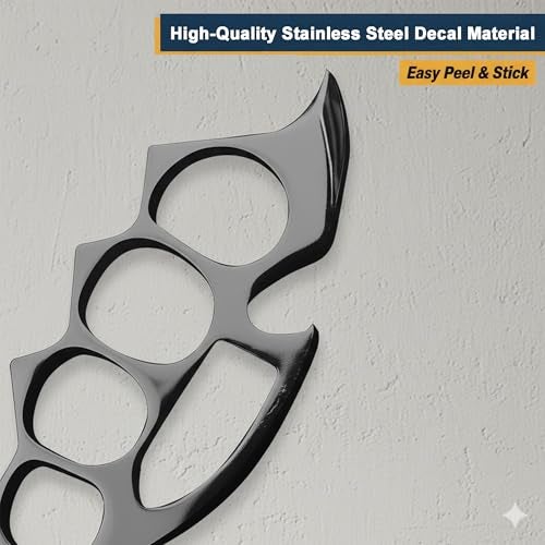 Pivdo Knuckle Wall & Car Decal Sticker | 3D Metal Design for Home Wall Decoration, Car Door, Bike & Laptop | Self Adhesive, Rustproof, Durable (12.5 x 5.5 cm) (Silver) - Image 4