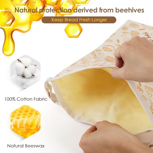 QHMCHLDZ 2-Pack pure cotton Reusable Beeswax Bread Bags - Large 17x13 Inch for Sourdough & Homemade Bread Storage | All-Natural Beeswax Preservation, Eco-Friendly Cotton Food Bags - Easy to Clean & Daily Use - Image 4