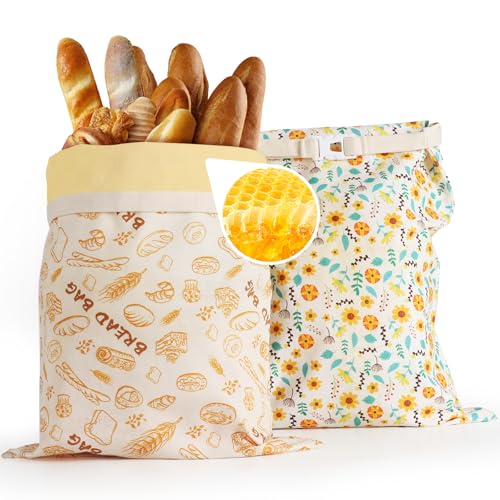 QHMCHLDZ 2-Pack pure cotton Reusable Beeswax Bread Bags - Large 17x13 Inch for Sourdough & Homemade Bread Storage | All-Natural Beeswax Preservation, Eco-Friendly Cotton Food Bags - Easy to Clean & Daily Use - Image 1