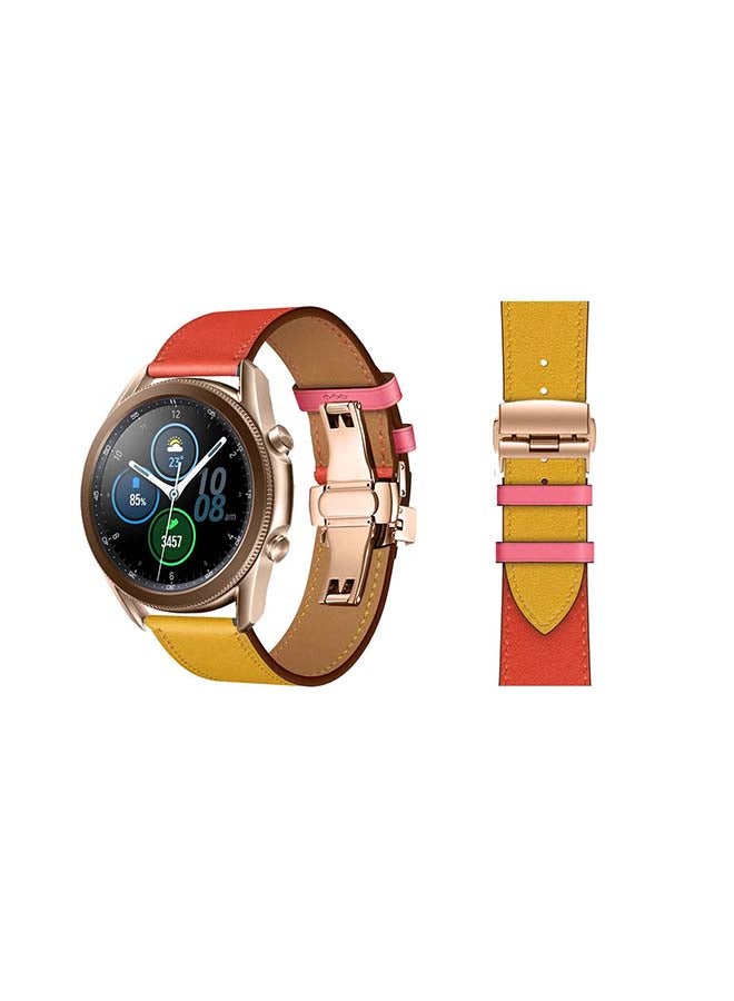 Perfii Genuine Leather Replacement Band for Samsung Galaxy Watch3 45mm Multicolour - Image 1