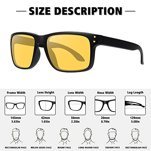 MEETSUN Polarized Sunglasses for Men Women Sports Driving Fishing Glasses UV400 Protection Black Frame-Night Vision Lens - Image 4