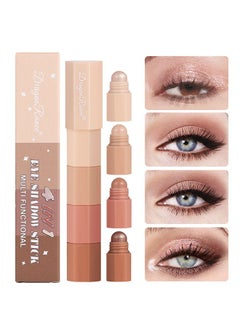Eye Shadow Stick-Multi Functional 4 Colors Shadow Stick and Highlighter Makeup 4 in 1 Long Lasting Eyeshadow Pencil (#B)