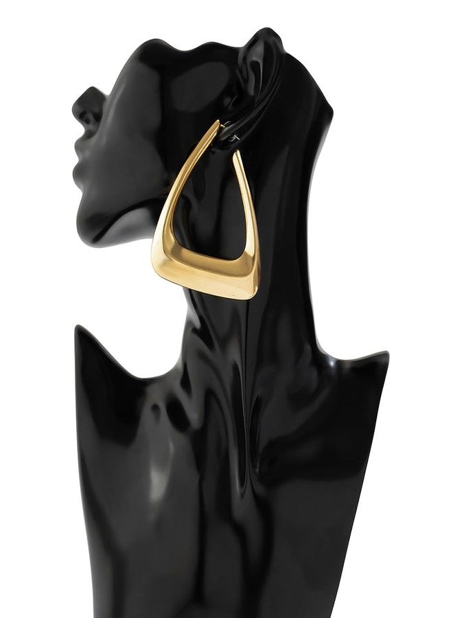 Wiwpar Big Punk Gold Hollow Triangle Shape Design Hoop Dangle Drop Earrings Geometric Gothic Lightweight Stud Earrings Jewelry Gift for Women (Gold) - Image 4
