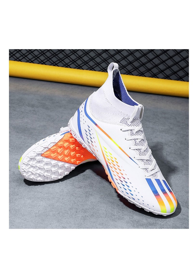 xozgdovg Short spike sneakers TF training shoes Football shoes non-slip (short spike bright white) 38 size - Image 1