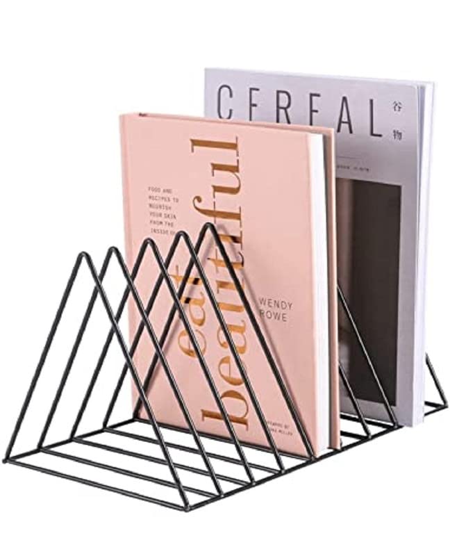 Zepdos Triangle Newspaper and Magazine Stand, Newspaper Rack, File Racks, Holder Desktop Iron Book Rack, Document Storage Rack for Table Office, Tabletop Desk File Organizer (Pack of 1) - Image 1