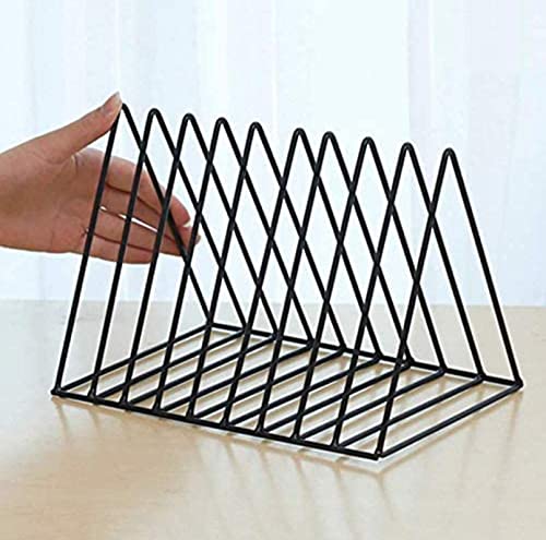 Zepdos Triangle Newspaper and Magazine Stand, Newspaper Rack, File Racks, Holder Desktop Iron Book Rack, Document Storage Rack for Table Office, Tabletop Desk File Organizer (Pack of 1) - Image 2