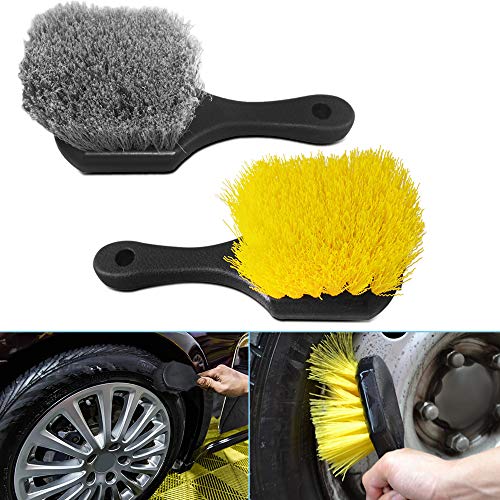 FineGood 2 Set Wheel & Tire Brush Cleaner for Car, FineGood Wheel Brushes for Cleaning Wheels Auto Wheel Cleaning Brush Bristle Brush Cleaning Tools - Image 2