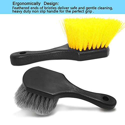 FineGood 2 Set Wheel & Tire Brush Cleaner for Car, FineGood Wheel Brushes for Cleaning Wheels Auto Wheel Cleaning Brush Bristle Brush Cleaning Tools - Image 5