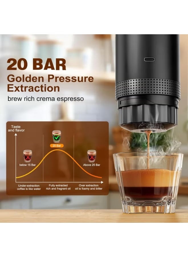 TIGER 3-in-1 Portable Espresso Coffee Maker KF-JN-02 | Compatible with Capsules & Ground Coffee, Automatic Extraction, Quick Heating in 5 Minutes, 60ml Water Tank - Image 5