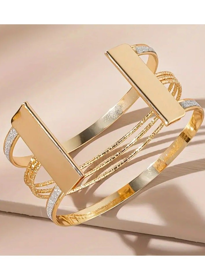 Goolsky 1pc Multi Layers Open Bangle Bracelet Vintage Style Metal Hand Bangle Jewelry Accessory - Image 3