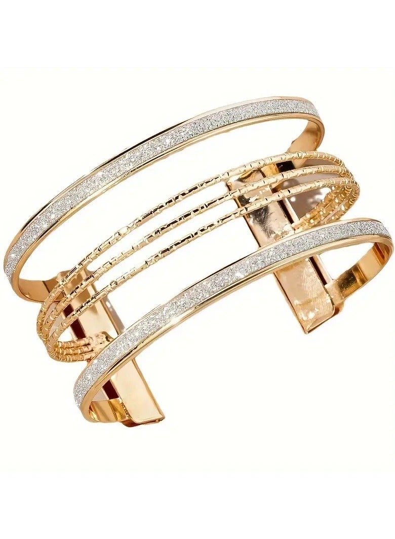 Goolsky 1pc Multi Layers Open Bangle Bracelet Vintage Style Metal Hand Bangle Jewelry Accessory - Image 1