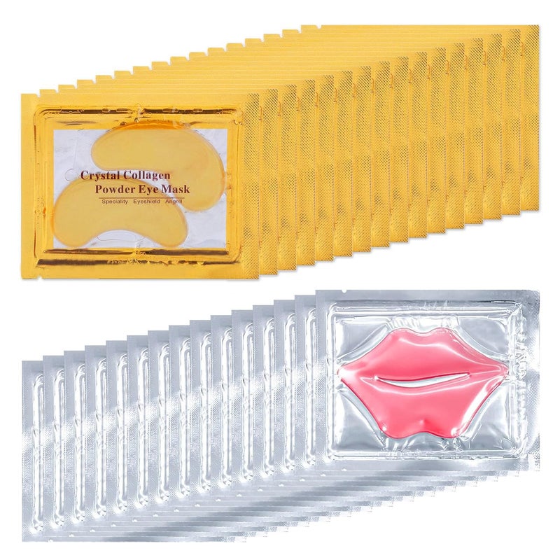 Eakroo 30 Pairs Lip Mask and Eye Mask, Collagen Crystal Under Eye Patches for Puffy Eyes and Dark Circles, Hangover Kit, Bachelorette Party Accessories, Sleepover Party Supplies for Girls, Cheer Gifts - Image 1