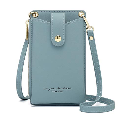 Valentoria Womens Cellphone Crossbody Bag Small Light Leather Shoulder Purse Handbag Card Wallet Lanyard Case Girls Satchel Pouch B-blue - Image 1