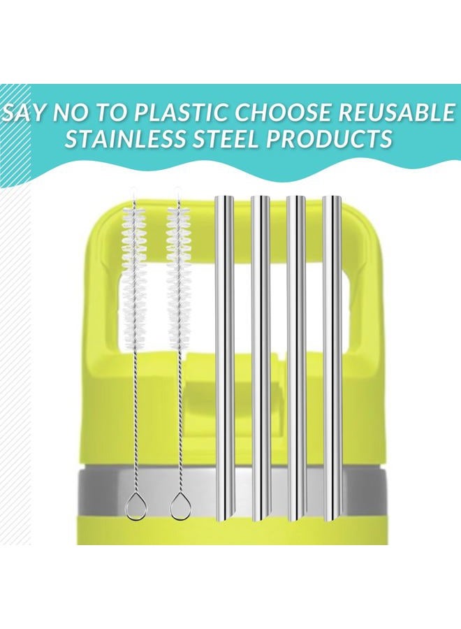 YINORD 4PCS Replacement Metal Straw for YETI Rambler Jr. 12OZ Kids Water Bottle, Reusable Stainless Steel Replacement Straws with 2PCS Cleaning Brushes Compatible with YETI Rambler Jr. 12OZ Kids Bottle - Image 5
