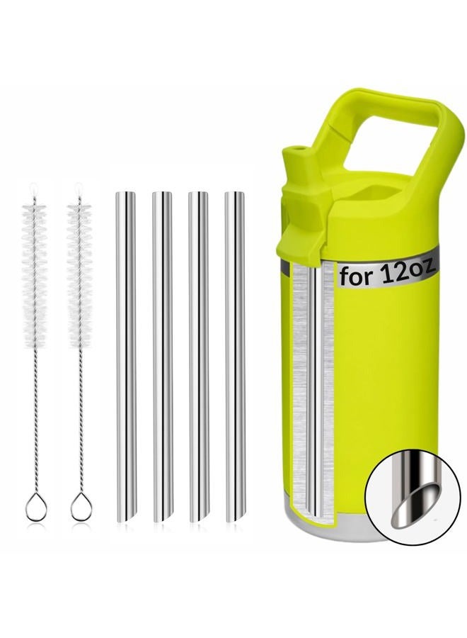 YINORD 4PCS Replacement Metal Straw for YETI Rambler Jr. 12OZ Kids Water Bottle, Reusable Stainless Steel Replacement Straws with 2PCS Cleaning Brushes Compatible with YETI Rambler Jr. 12OZ Kids Bottle - Image 1