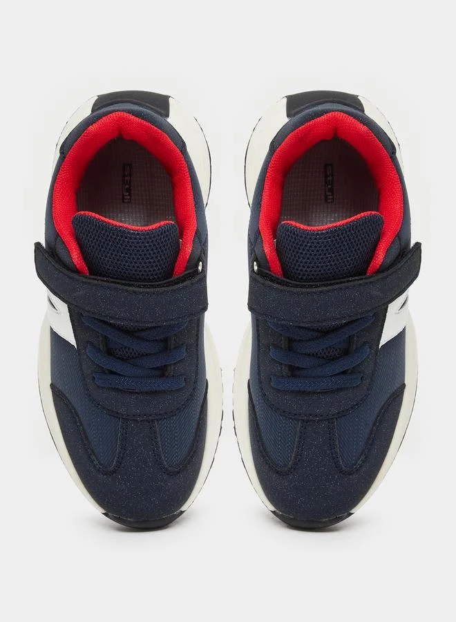 Styli Styli Panelled Sneakers with Hook and Loop Closure