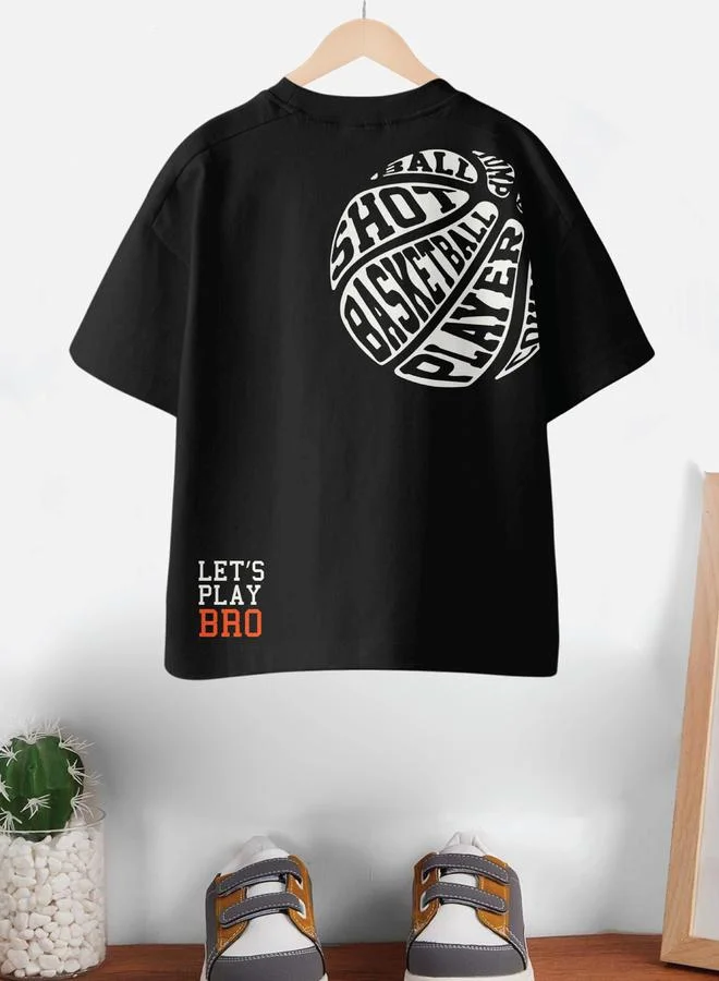 CODEZ Kids Black Oversized Cotton T-Shirt