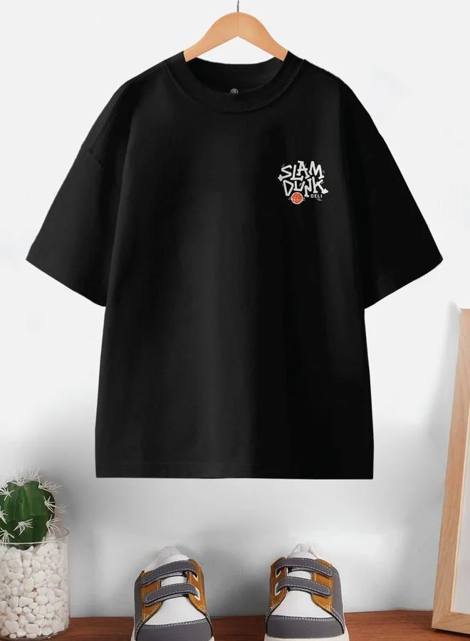 CODEZ Kids Black Oversized Cotton T-Shirt