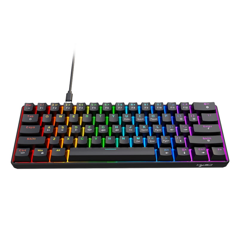 61-Key Wired Mechanical Keyboard with Red Switch RGB Backlit Portable for Gaming Office - Image 4