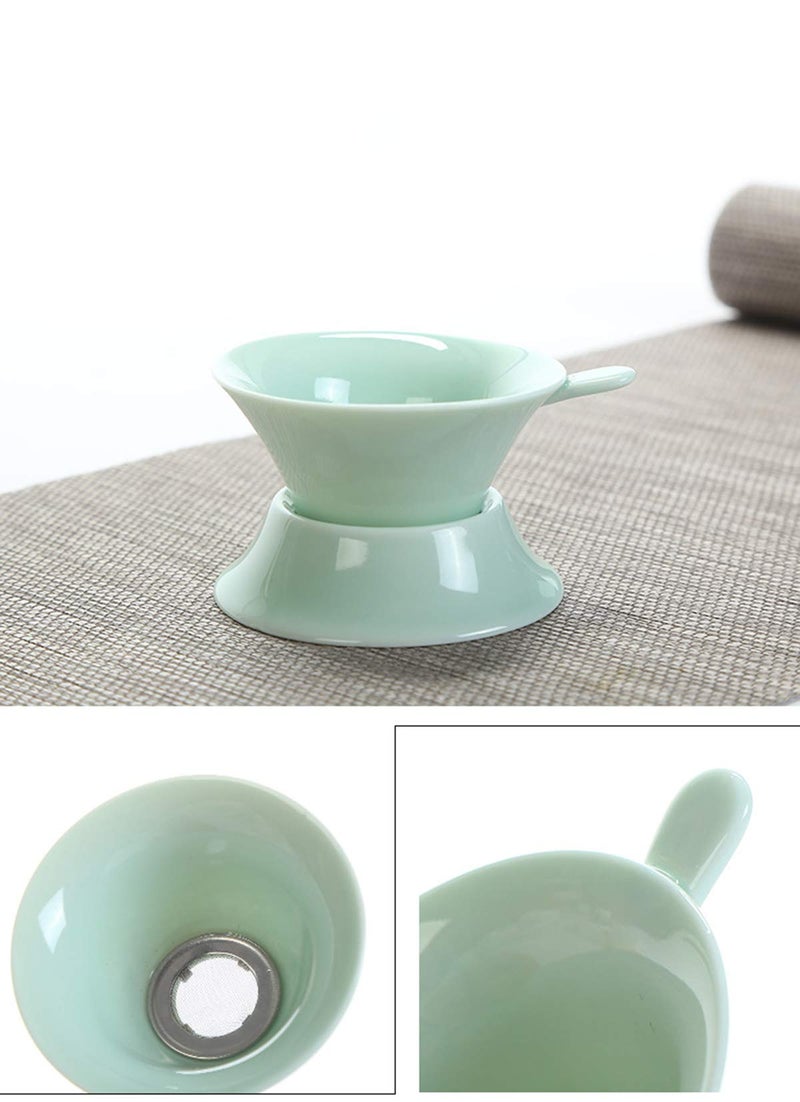 Hoobar Ceramic Kungfu Tea Set - Complete Travel Tea Set with Teapot, 4 Teacups, Tea Canister, Fair Cup, Bamboo Tea Tray & Travel Bag | Portable Tea Set for Home, Office, Outdoor & Gifts (Green) - Image 3