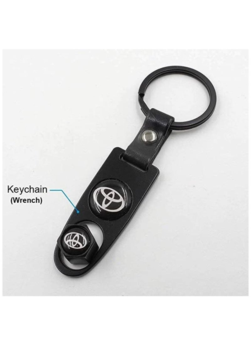 MIRFA Universal Steel 4Pcs Car Tire Valve Stem Air Caps Cover 1Pc Keychain Wrench For TOYOTA  - Image 2