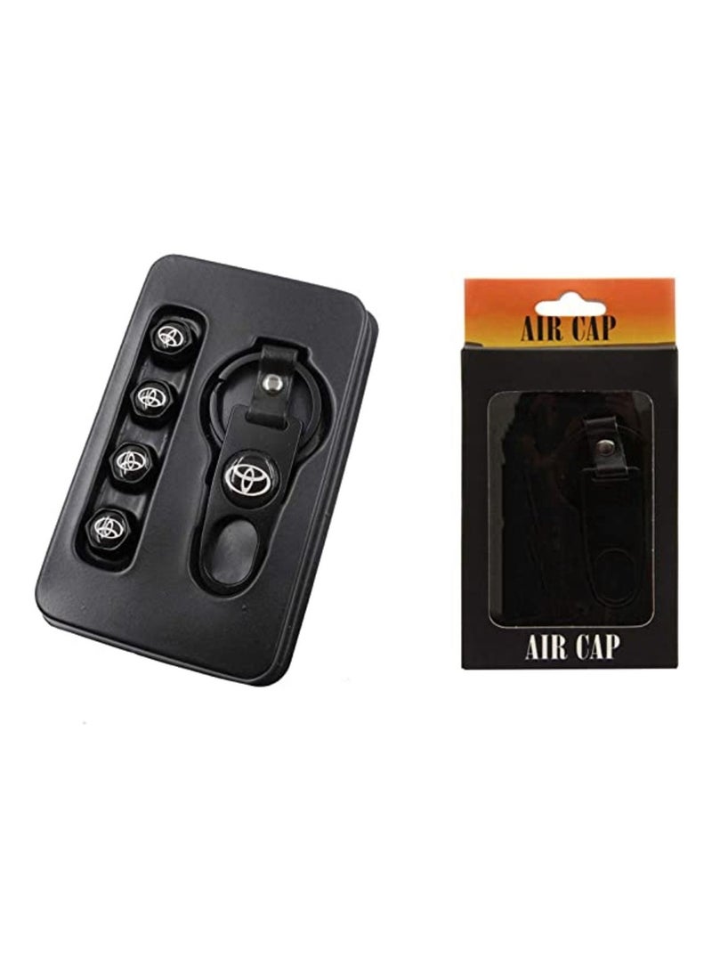 MIRFA Universal Steel 4Pcs Car Tire Valve Stem Air Caps Cover 1Pc Keychain Wrench For TOYOTA  - Image 4