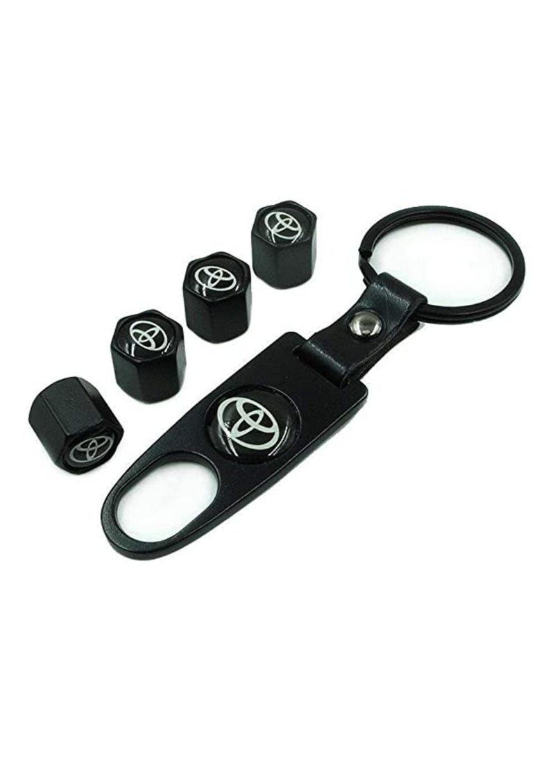 MIRFA Universal Steel 4Pcs Car Tire Valve Stem Air Caps Cover 1Pc Keychain Wrench For TOYOTA  - Image 1