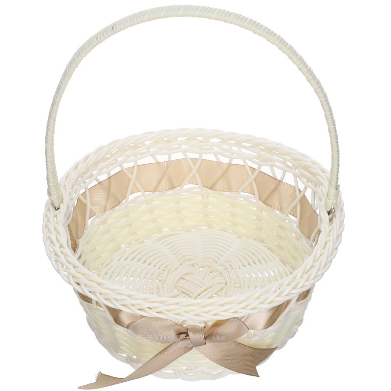Wedding Flower Girl Basket Handmade Basket With Handle For Wedding Flower Girl 8.25x7 Inch - Image 4
