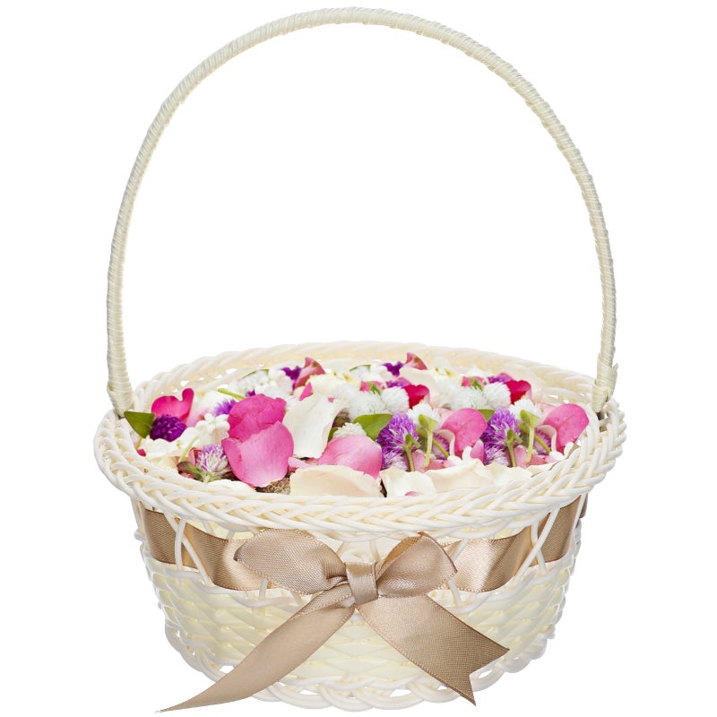 Wedding Flower Girl Basket Handmade Basket With Handle For Wedding Flower Girl 8.25x7 Inch - Image 1