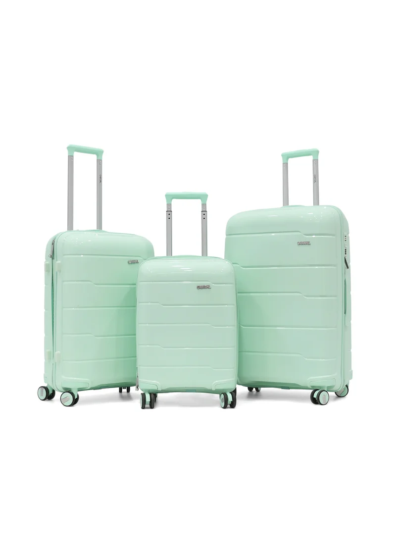CAPITAL CAPITAL 3-Piece Hard-Side Polypropylene Luggage Set – Lightweight, Durable, Spinner Trolley with TSA Lock,Green (S-20",M-24",L-28")