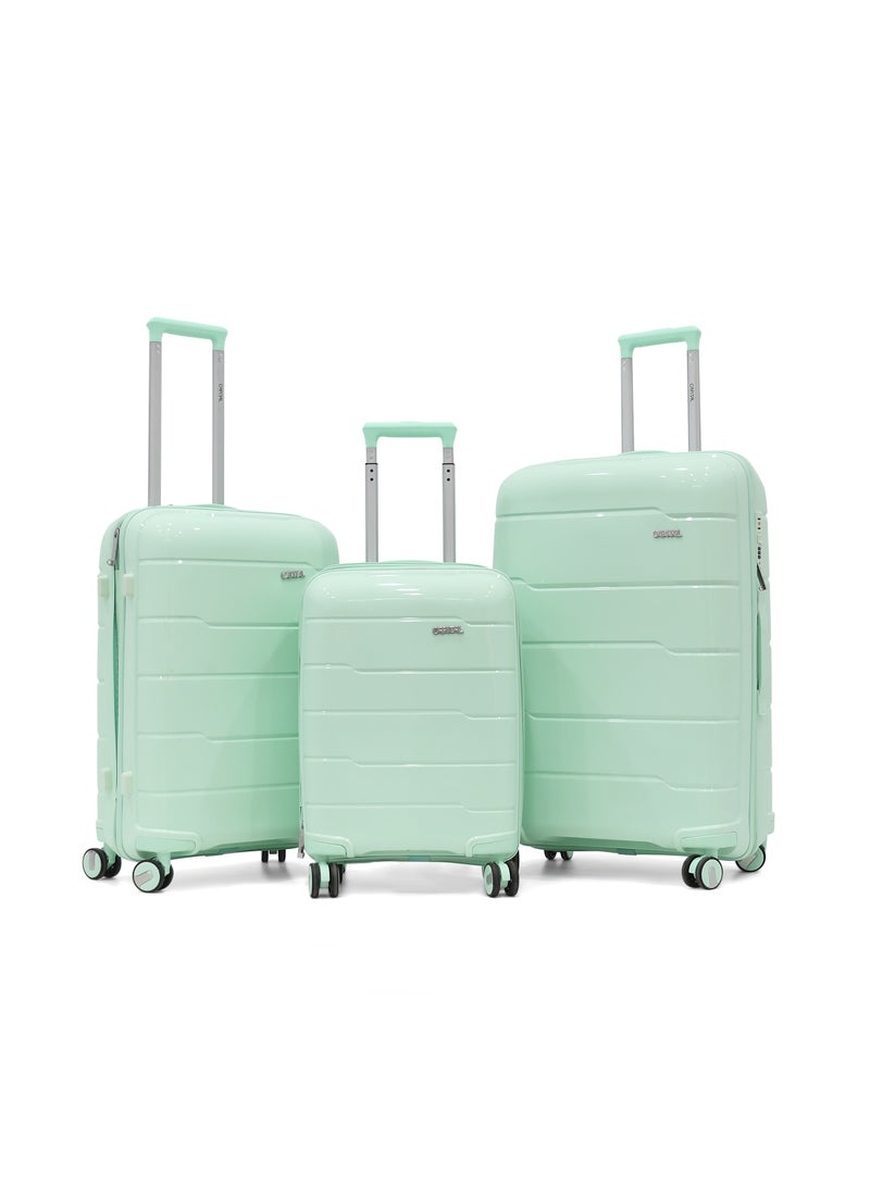CAPITAL CAPITAL 3-Piece Hard-Side Polypropylene Luggage Set – Lightweight, Durable, Spinner Trolley with TSA Lock,Green (S-20",M-24",L-28")  - Image 1