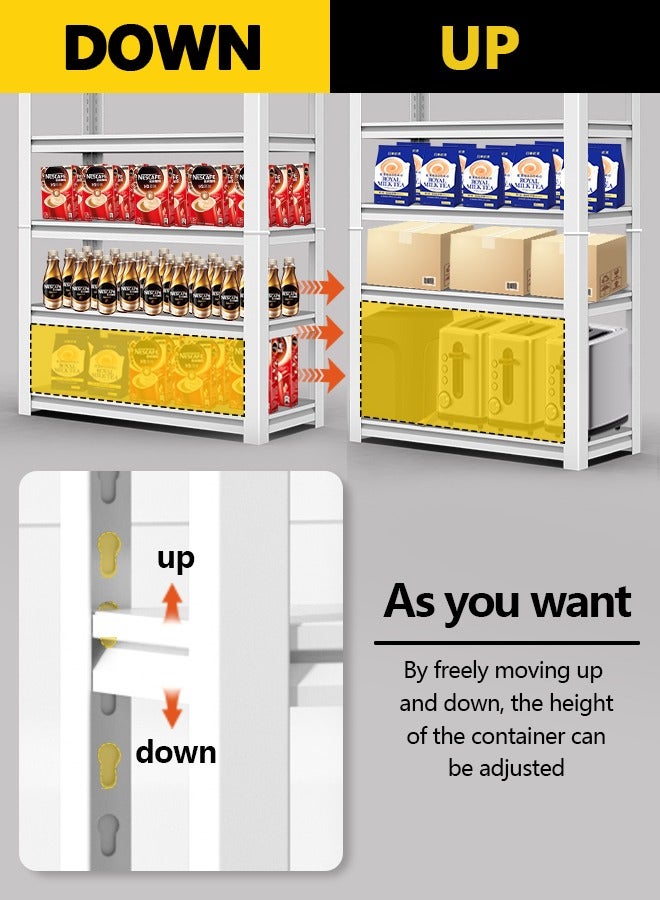 وحدة رفوف معدنية من 6 طوابق 183 × 150 × 40 سم، رف تخزين قابل للتعديل مع سعة تحميل عالية، أرفف مرآب شديدة التحمل للطابق السفلي والمطبخ والمخزن وغرفة المعيشة والمستودع، أبيض - Image 4