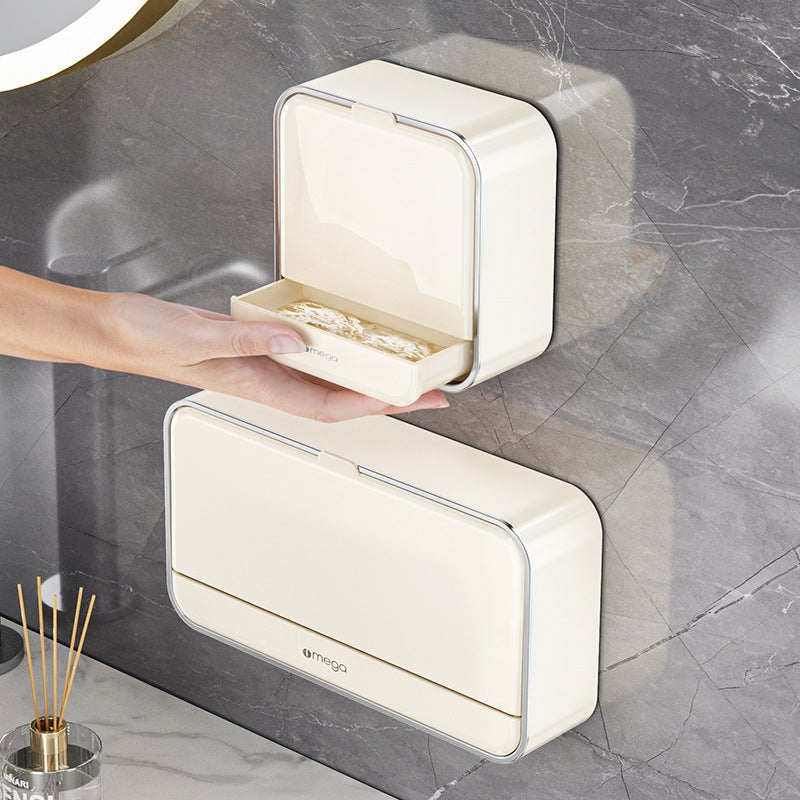 Wall-Mounted Soap Holder Waterproof Plastic Drainable Design - Adhesive Suction Cups Covered Top for Bathroom Organization - Image 5