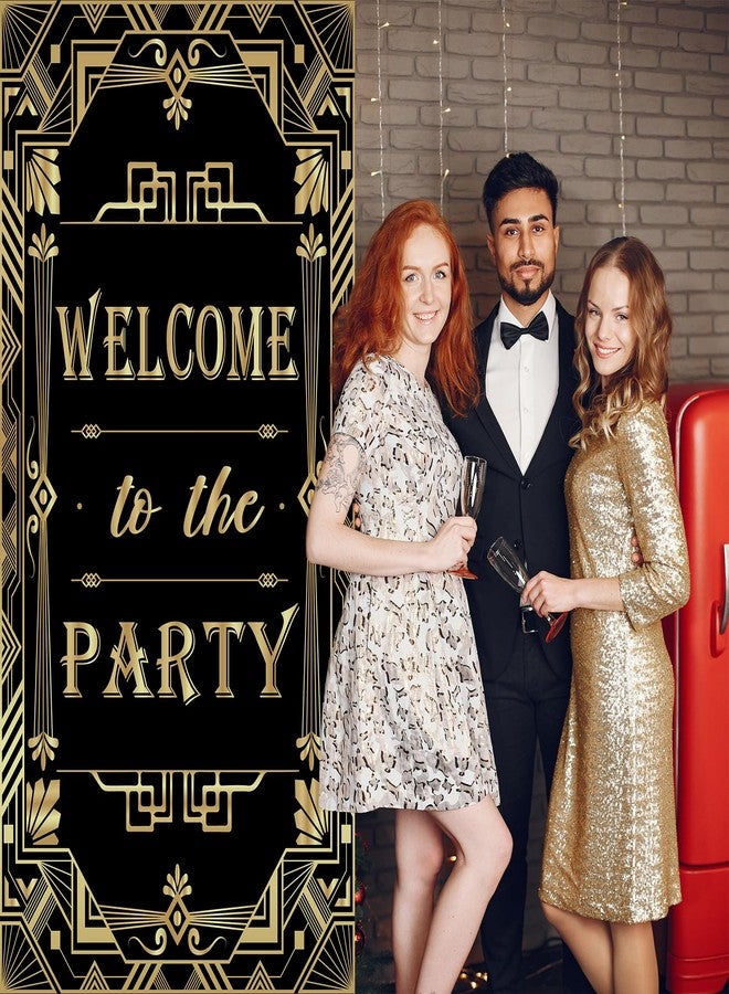 RTMISA Welcome to The Party Door Banner Decor: Roaring 20s Gatsby Theme Party Decorations - Jazz Style 1920s Door Cover for Retro Birthday Retirement Movie Night New Year Bachelor Event Supplies - Image 4