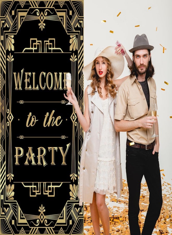 RTMISA Welcome to The Party Door Banner Decor: Roaring 20s Gatsby Theme Party Decorations - Jazz Style 1920s Door Cover for Retro Birthday Retirement Movie Night New Year Bachelor Event Supplies - Image 2