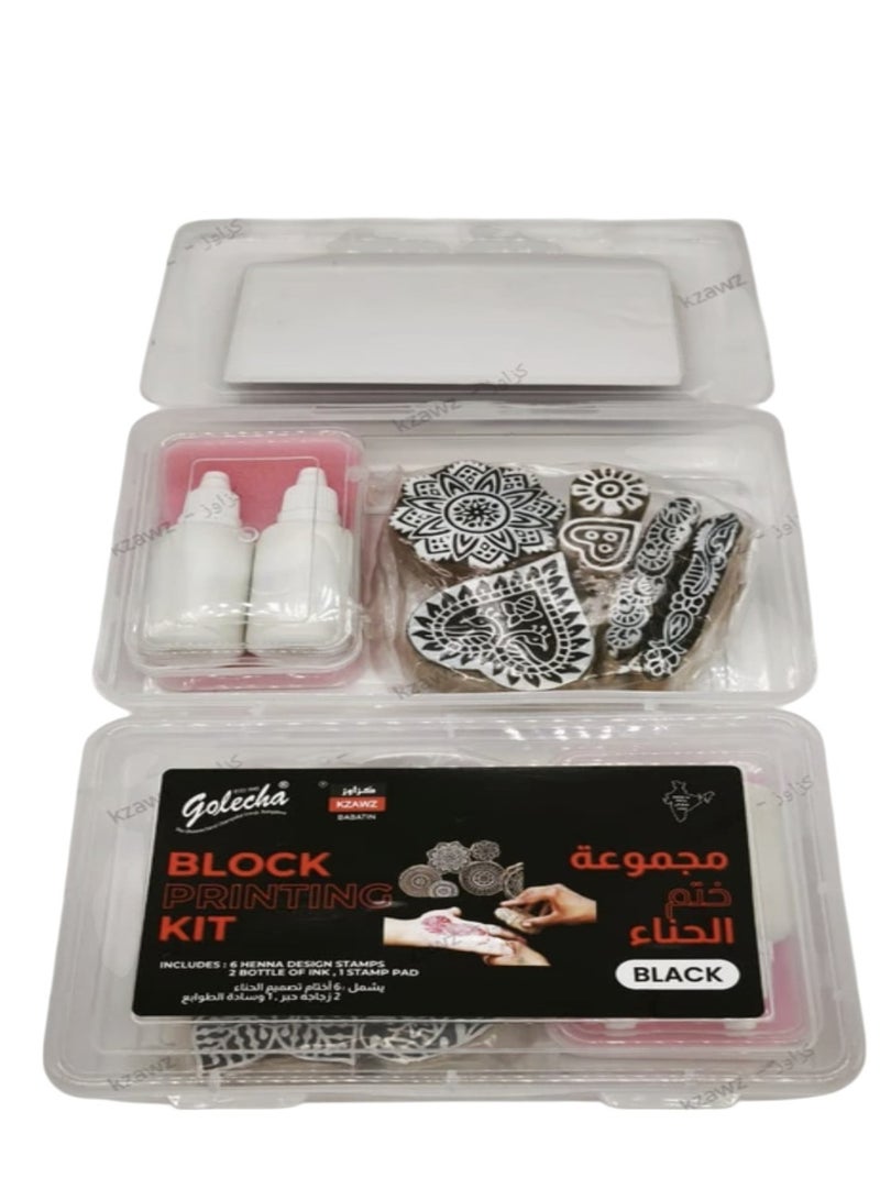 Golecha Henna Stamp Block With Henna Paste And Box Black