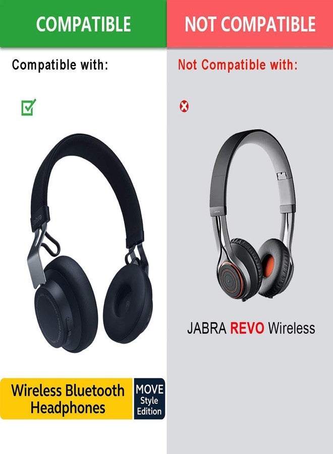 defean Move Ear Pads - Replacement 25h Ear Cushion Pillow Parts Cover Seals Foam Compatible with Jabra Move / 25h Wireless/Plantronics BackBeat FIT 505 500 On-Ear Bluetooth Headphones, Softer Leather - Image 2